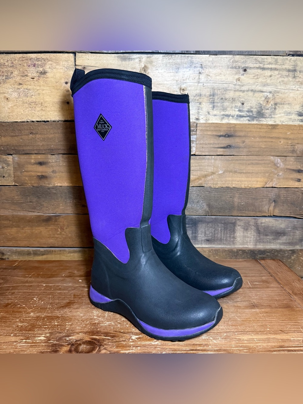 The Original MUCK BOOTS Wellington Boots Arctic EVA Black/Purple Women’s size 6